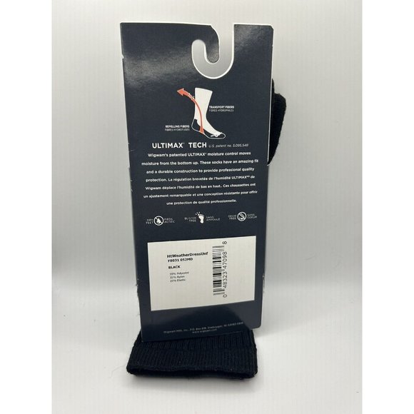 Wigwam Tactical Hot Weather Dress Socks Uniform Medium Black Moisture Control - Picture 2 of 5
